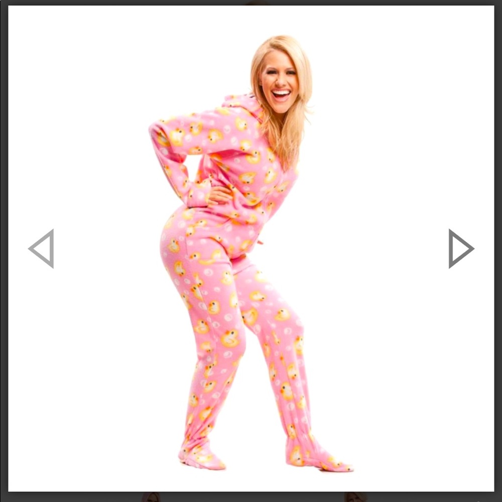 NWT Jumpin Jammerz Footie Onsie Pajamas in pink rubber ducky print